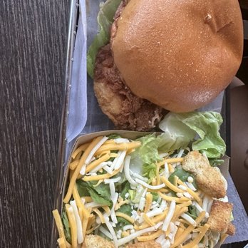 Fatboys - Destin - Fried chicken sandwich with salad - Burgers Near Me - Destin, Florida Fatboys - Destin - Fried chicken sandwich with salad - Burgers Near Me - Destin, Florida