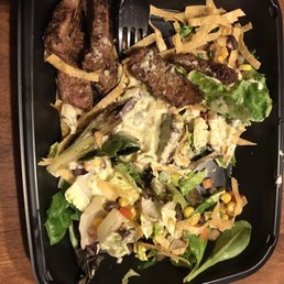 Steak Southwestern salad - after just two bites. Notice the lack of salad material.