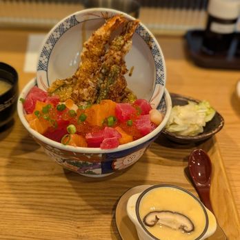 Tendon Kohaku - Sashimi Aimori Tendon Set - Japanese Near Me - Bellevue, Washington Tendon Kohaku - Sashimi Aimori Tendon Set - Japanese Near Me - Bellevue, Washington