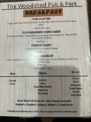 Menu photo 1 Woodshed Coleman, WI Menu photo 1 Woodshed Coleman, WI