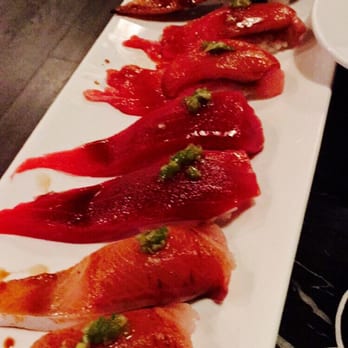 Moto Sushi - Sushi (from top to bottom): Anago, Blue Fin Toro, Blue Fin Tuna, Hamachi Toro - Japanese Near Me - Glendale, California Moto Sushi - Sushi (from top to bottom): Anago, Blue Fin Toro, Blue Fin Tuna, Hamachi Toro - Japanese Near Me - Glendale, California