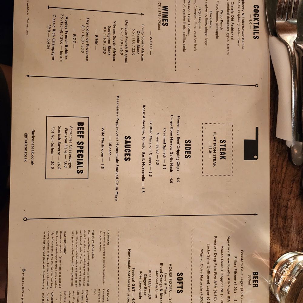 Flat Iron - Menu 8/2023 - Steakhouses Near Me - Covent Garden, XGL Flat Iron - Menu 8/2023 - Steakhouses Near Me - Covent Garden, XGL
