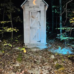 Echo Lake Stables - The Outhouse in the woods. Beware of mosquitoes! They love warm meat.