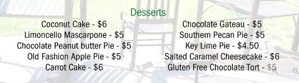 Menu photo 7 Veranda Black Mountain, NC