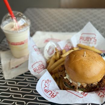 Ruby's Shake Shop - Southern Fried Chicken Sandwich combo with Salted Caramel Shake - Burgers Near Me - Reno, Nevada