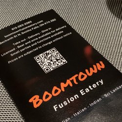 Boomtown Fusion Eatery - Menu 1