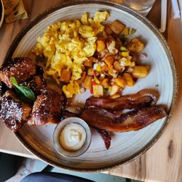 Sweet and Salty entree (w/ Cinnamon roll French Toast) Sweet and Salty entree (w/ Cinnamon roll French Toast)