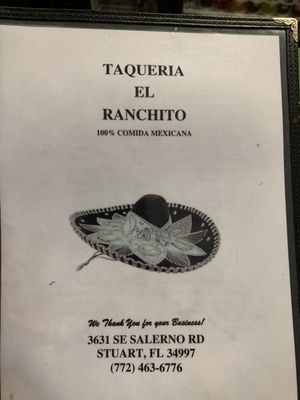 Menu photo 4 Taqueria El Ranchito Stuart, FL