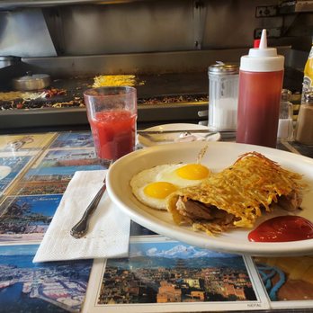 Art's Cafe - Chicken teriyaki hashbrown sandwich and strawberry lemonade - Diners Near Me - San Francisco, California Art's Cafe - Chicken teriyaki hashbrown sandwich and strawberry lemonade - Diners Near Me - San Francisco, California