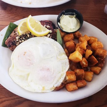 Eggs 'n Things - Furikake macadamia nuts crusted ahi tuna, eggs and potatoes - Breakfast & Brunch Near Me - Honolulu, Hawaii