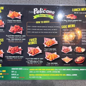 Pelicana Chicken - Soft opening menu. Not everything is available yet. - Korean Near Me - Cupertino, California