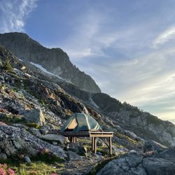 Golden Ears Provincial Park - One of the 6 tent pads at panorama ridge campground at golden hour