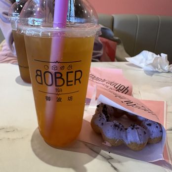 Bober Tea & Mochi Dough - Honey Jasmine Green Tea and Taro mochi donut - Donuts Near Me - Seattle, Washington