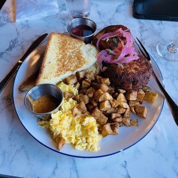 Breakfast At Barneys - Salmon croquettes with eggs - Breakfast & Brunch Near Me - Atlanta, Georgia