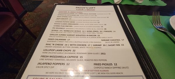 Menu photo 1 Paddy's Loft Massapequa, NY Menu photo 1 Paddy's Loft Massapequa, NY