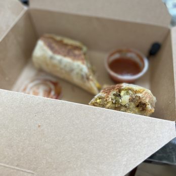 Thanks A Latte - Green chile, potato, bacon, egg burrito. - Coffee & Tea Near Me - Camp Verde, Arizona