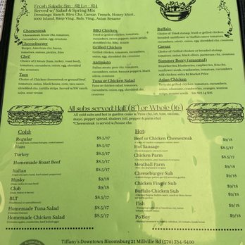Tiffany’s Downtown - Menu 1 of 2 8/23/25 - American Near Me - Bloomsburg, Pennsylvania Tiffany’s Downtown - Menu 1 of 2 8/23/25 - American Near Me - Bloomsburg, Pennsylvania