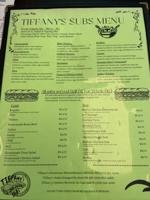 Menu photo 2 Tiffany’s Downtown Bloomsburg, PA Menu photo 2 Tiffany’s Downtown Bloomsburg, PA
