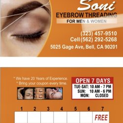 Soni Eyebrow Threading - PUNCH CARD