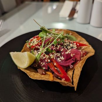 The Greedy Goose - Soy, sesame and ginger tuna tostada - Irish Near Me - Malahide, D The Greedy Goose - Soy, sesame and ginger tuna tostada - Irish Near Me - Malahide, D