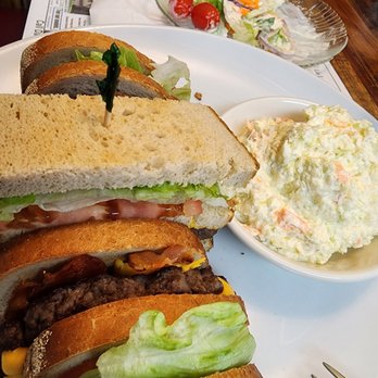 Country Kitchen - Cheeseburger club on Rye with mayo..is what I ordered. - Comfort Food Near Me - Millsboro, Delaware