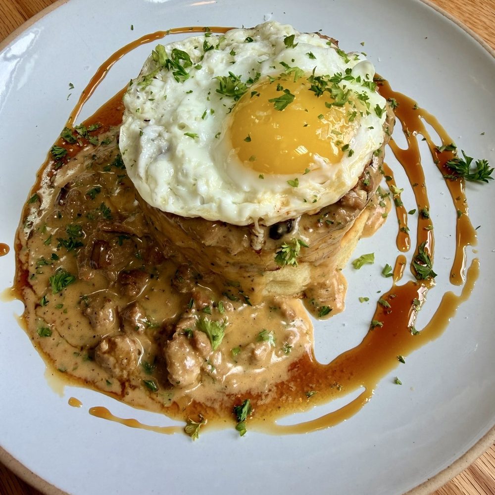 Canard - Duck Stack 8/10 - pancakes are perfectly fluffy, gravy is rich and flavorful with the sweet hint of maple syrup- perfection!!!! - New American Near Me - Beaverton, Oregon