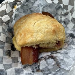 Bacon, egg, and cheese w/ strawberry jam Bacon, egg, and cheese w/ strawberry jam