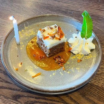 Spirit Elephant - complimentary bite of birthday carrot cake - Vegan Near Me - Winnetka, Illinois