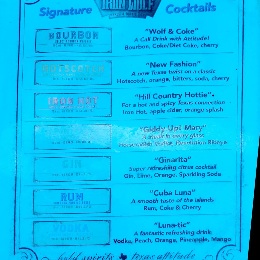 Iron Wolf Ranch and Distillery - Drink menu - Distilleries Near Me - Spicewood, Texas Iron Wolf Ranch and Distillery - Drink menu - Distilleries Near Me - Spicewood, Texas