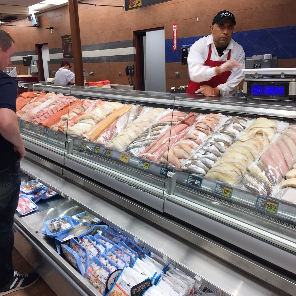 Look at the seafood counter awesome Look at the seafood counter awesome