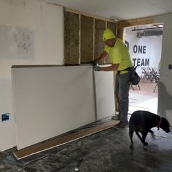 Brownrigg Drywall - Hanging drywall with my dog