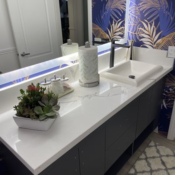Cali Stone Artisans - Calacatta quartz countertop installed in our guest bathroom. - Countertop Installation Near Me - Bellflower, California