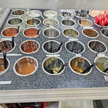 98 Shabu+Grill Seafood AYCE - Sauces and condiments bar. 12/21/2023 - Hot Pot Near Me - Westminster, California