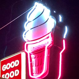 a neon ice cream cone