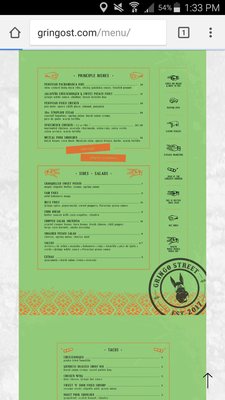 Menu photo 4 Gringo Street Calgary, AB