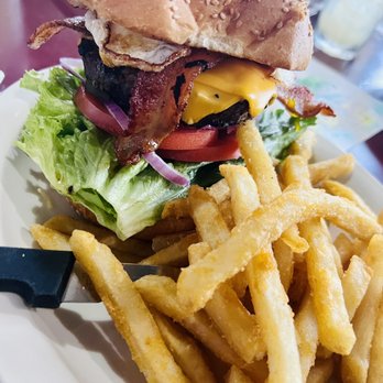 French Valley Cafe - The Breakfast Monster Burger with an over easy egg - American Near Me - Murrieta, California French Valley Cafe - The Breakfast Monster Burger with an over easy egg - American Near Me - Murrieta, California