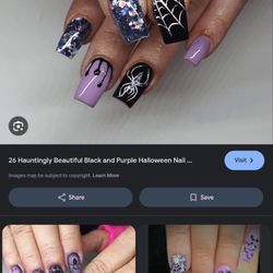Orchid Nails & Spa - The top picture was the inspiration, she didn't want to do the extra steps to do the underlay with the glitter or spider,Not horrible