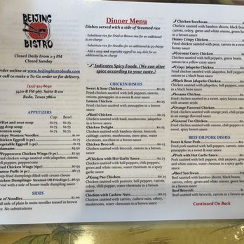 Beijing Bistro - Menu - Chinese Near Me - Buda, Texas