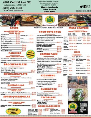Menu photo 3 El Taco Tote Albuquerque, NM