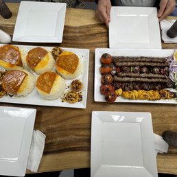 Persian Rice served with Tahdig and combination of Koobideh, chicken kabob, and beef kabob. Persian Rice served with Tahdig and combination of Koobideh, chicken kabob, and beef kabob.