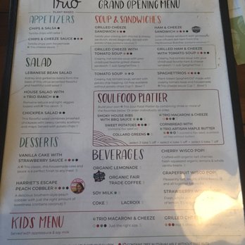 Trio Plant-based - Menu front - Vegan Near Me - Minneapolis, Minnesota