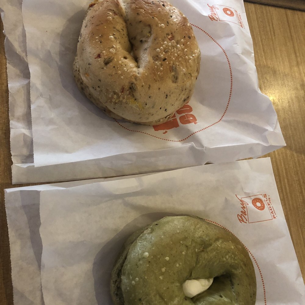 Barry Bagels - Tomato Herb on the top and Spinach Feta on the bottom - Bagels Near Me - Ann Arbor, Michigan Barry Bagels - Tomato Herb on the top and Spinach Feta on the bottom - Bagels Near Me - Ann Arbor, Michigan