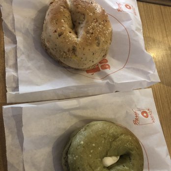 Barry Bagels - Tomato Herb on the top and Spinach Feta on the bottom - Bagels Near Me - Ann Arbor, Michigan