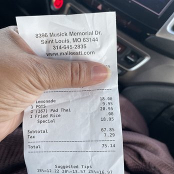 Mai Lee - Receipt - Vietnamese Near Me - Saint Louis, Missouri Mai Lee - Receipt - Vietnamese Near Me - Saint Louis, Missouri