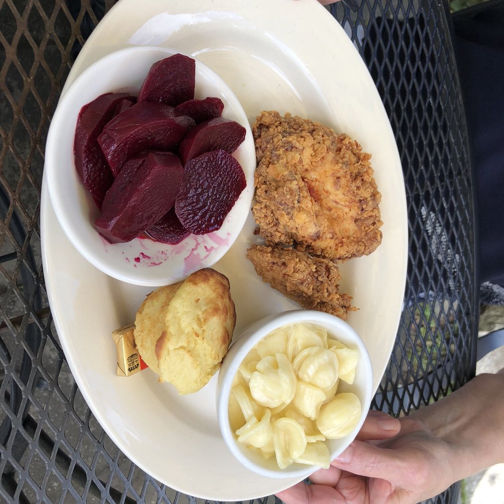 Proper - Fried chicken, corn bread, pickled beets, and Mac n cheese - Southern Near Me - Boone, North Carolina Proper - Fried chicken, corn bread, pickled beets, and Mac n cheese - Southern Near Me - Boone, North Carolina
