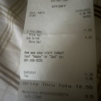 Golden Chick - Receipt. - Fast Food Near Me - Houston, Texas