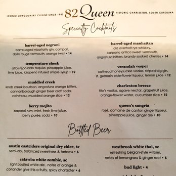 82 Queen - Cocktail List - Southern Near Me - Charleston, South Carolina