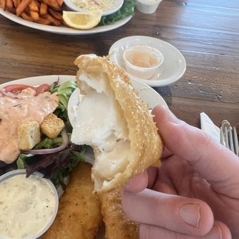 Olmedo's Patio - 3 piece fish, subbed a salad for fries, very accommodating - Breakfast & Brunch Near Me - Garibaldi, Oregon