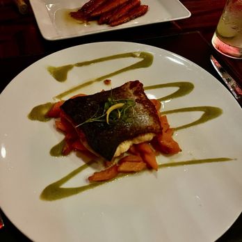 Gordon Ramsay Steak at Horseshoe Baltimore - Salmon with corn/jalapeño sauce with root vegetables - Steakhouses Near Me - Baltimore, Maryland Gordon Ramsay Steak at Horseshoe Baltimore - Salmon with corn/jalapeño sauce with root vegetables - Steakhouses Near Me - Baltimore, Maryland