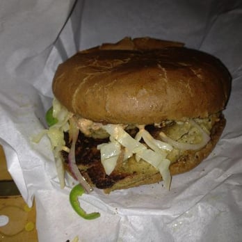 Arlo's Junior - chipotle burger with a chik'n patty! YUM. - Burgers Near Me - Austin, Texas Arlo's Junior - chipotle burger with a chik'n patty! YUM. - Burgers Near Me - Austin, Texas
